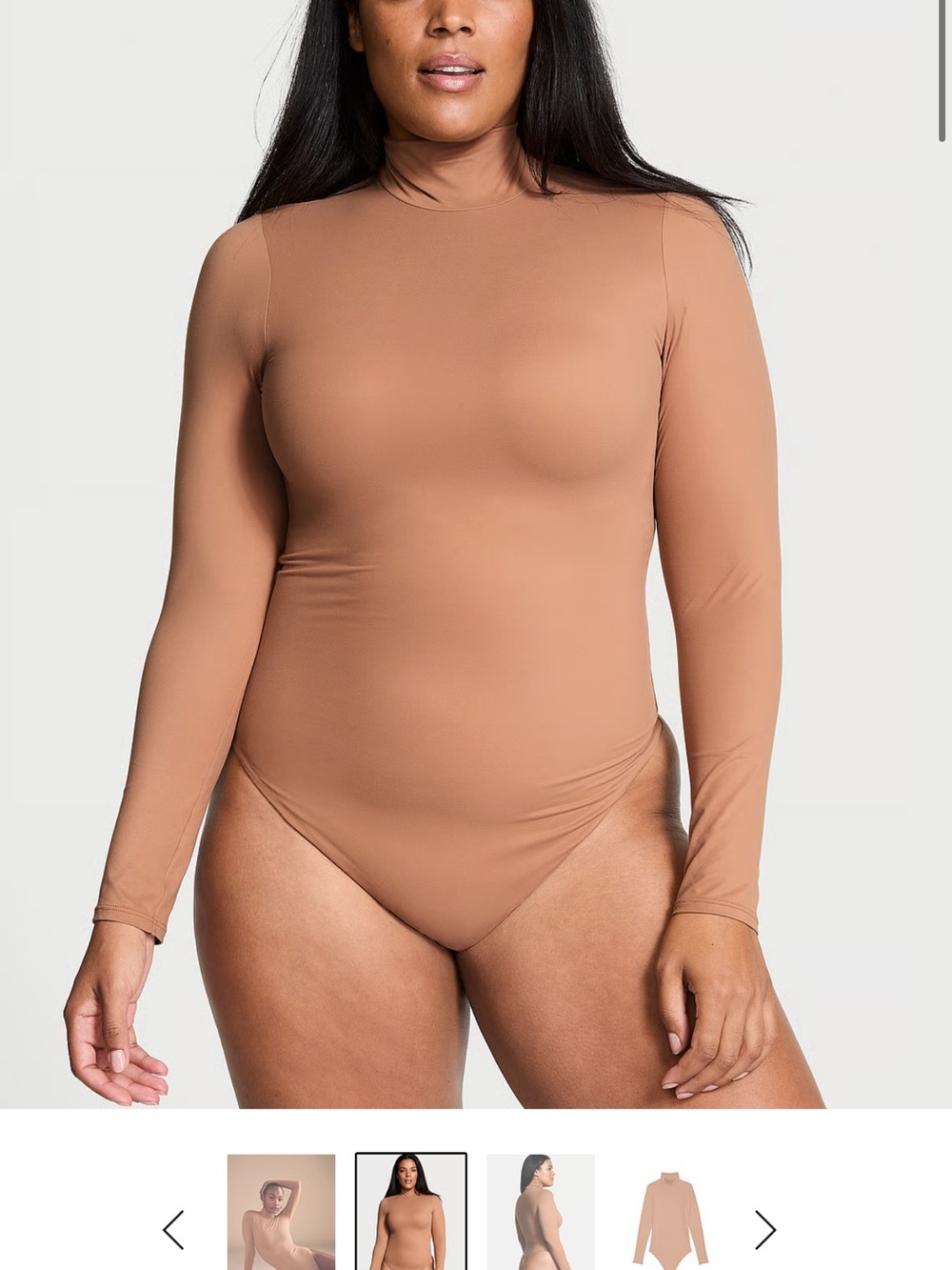 Victoria's Secret Long-Sleeve One-Piece Swimsuit in Toffee